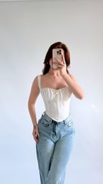Diana Korse Kalın Askılı Crop Beyaz