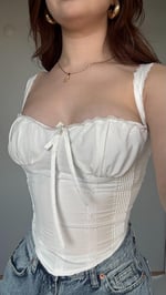 Diana Korse Kalın Askılı Crop Beyaz