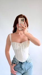 Diana Korse Kalın Askılı Crop Beyaz