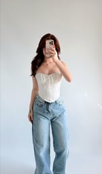 Diana Korse Kalın Askılı Crop Beyaz