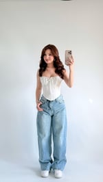 Diana Korse Kalın Askılı Crop Beyaz