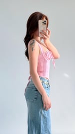 Diana Korse Kalın Askılı Crop Pembe