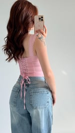 Diana Korse Kalın Askılı Crop Pembe