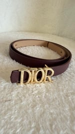 Dior İnce Deri Kemer Bordo