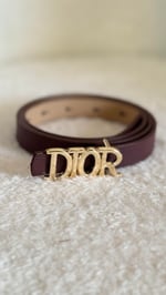 Dior İnce Deri Kemer Bordo