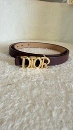 Dior İnce Deri Kemer Bordo