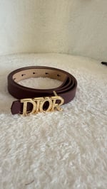 Dior İnce Deri Kemer Bordo