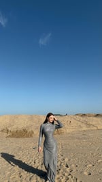 Disa Pul Payetli Abiye Gri