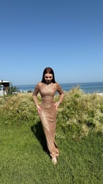 Disa Pul Payetli Abiye Rose Gold
