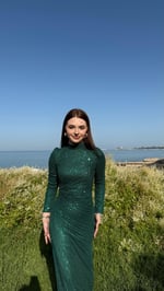 Disa Pul Payetli Abiye Zümrüt yeşili 