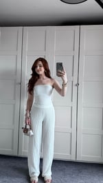 Dokulu Bürümcük Beyaz Bluz