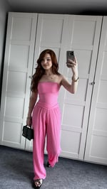 Dokulu Bürümcük Pembe Bluz
