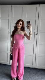 Dokulu Bürümcük Pembe Bluz