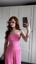 Dokulu Bürümcük Pembe Bluz