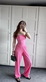 Dokulu Bürümcük Pembe Bluz