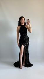 Donatella Yırtmaçlı Abiye Siyah