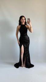 Donatella Yırtmaçlı Abiye Siyah