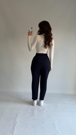 Düğmeli Korsajlı Pantolon Lacivert