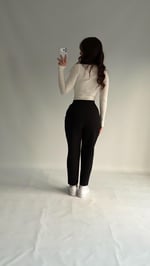 Düğmeli Korsajlı Pantolon Siyah 