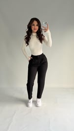 Düğmeli Korsajlı Pantolon Siyah 
