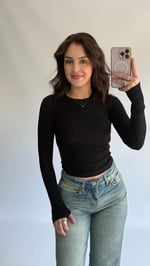 Dutti Parmak Geçirmeli Bluz Siyah