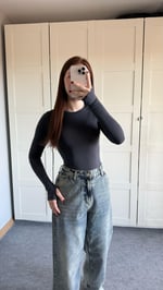 El Detaylı Çıtçıtlı Bodysuit Füme