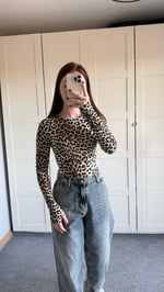El Detaylı Çıtçıtlı Bodysuit Leopar