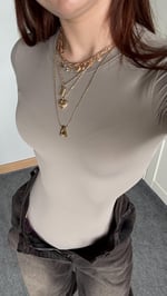 El Detaylı Çıtçıtlı Bodysuit Vizon 