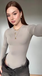 El Detaylı Çıtçıtlı Bodysuit Vizon 