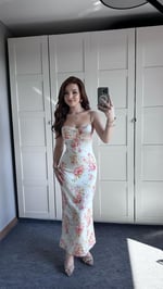 Eleanor Saten Çiçekli Elbise