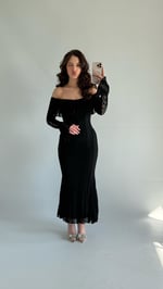 Elena Dantel Detaylı Uzun Elbise Siyah