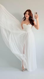 Elsa Simli Abiye Beyaz