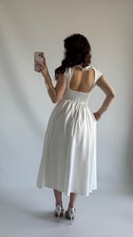Fara Sırtı Açık Elbise Beyaz
