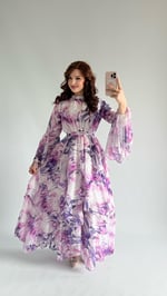 Faralya Şifon Elbise Lila