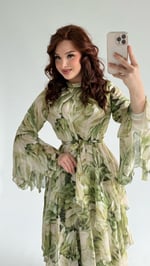 Faralya Şifon Elbise Yeşil 