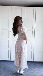 Favori Pembe Çiçekli Karpuz Kol Elbise