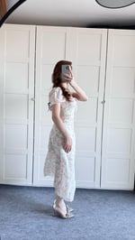 Favori Sarı Çiçekli Karpuz Kol Elbise