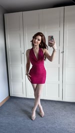 Fiesta Mini Taşlı Elbise Pembe