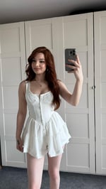 Fırfırlı Mini Şort Tulum Beyaz