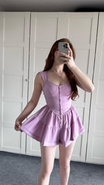 Fırfırlı Mini Şort Tulum Lila