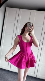 Fırfırlı Mini Şort Tulum Pembe 