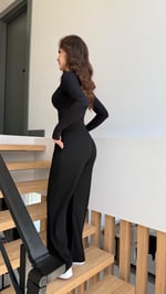Fitilli Pamuklu Rahat Eşofman Siyah