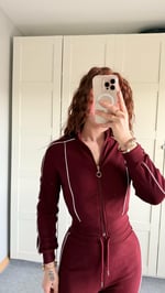 Fitilli Şeritli Hırka Takım Bordo
