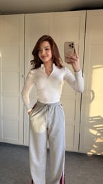 Fitlilli Fermuarlı Crop Beyaz