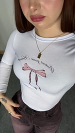 Fiyonk Baskılı Beyaz Crop