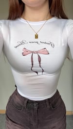 Fiyonk Baskılı Beyaz Crop
