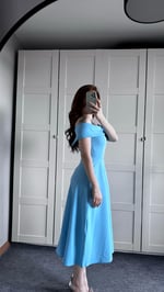 Gala Kayık Omuz Bebe Mavisi Elbise