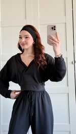 Geniş Eşofman Kapüşonlu Takım Siyah