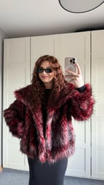 Geniş Yaka Luxury Bordo Kürk