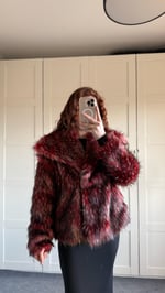 Geniş Yaka Luxury Bordo Kürk